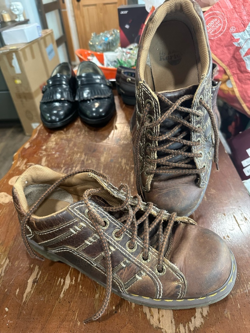 Dr. Martens Brown Leather Casual Lace-Up Ankle Shoes